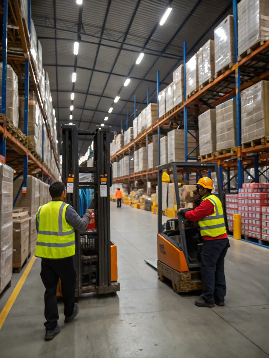 Warehouse staff efficiently loading and organizing packages, highlighting Cadre's logistics support capabilities.